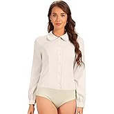 Allegra K Women's Peter Pan Collar Shirt Long Sleeve Business Work Tops Button Up Bodysuit
