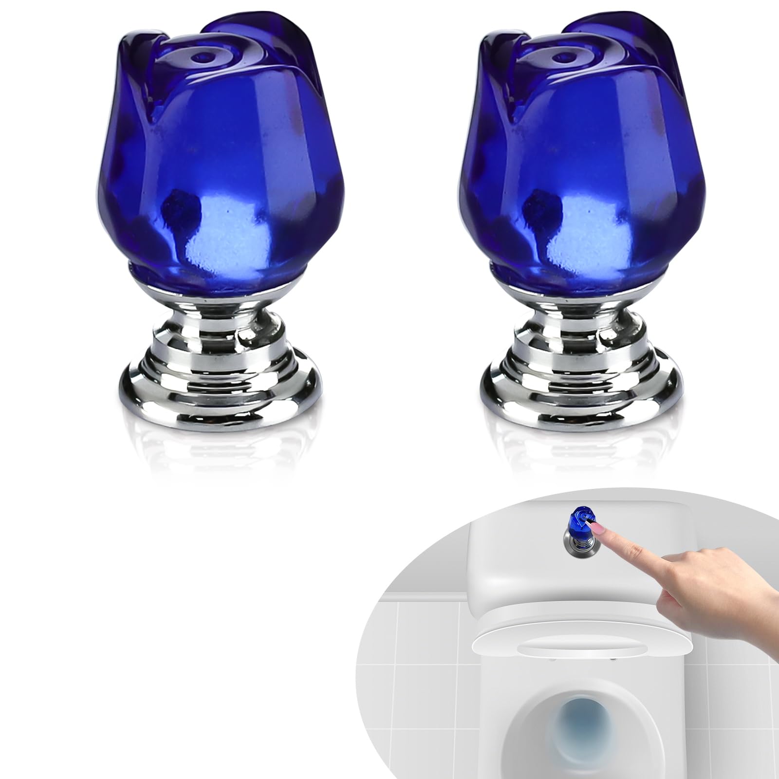 2pcs Shaped Toilet Tank Button Toilet Press Tool, Toilet Press Button, Toilet Tank Button Aid for Laundry Room(Blue)