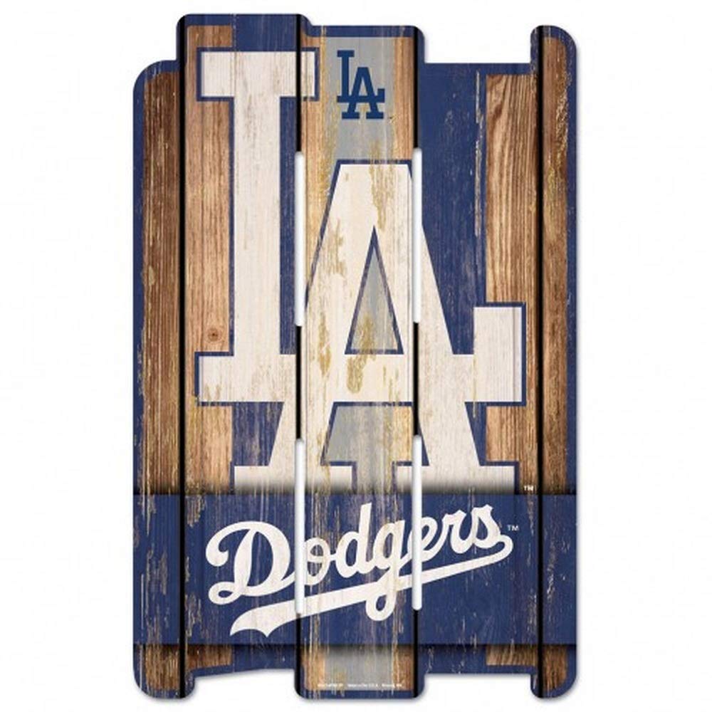 WinCraft MLB Los Angeles Dodgers Wood Fence Sign, Black