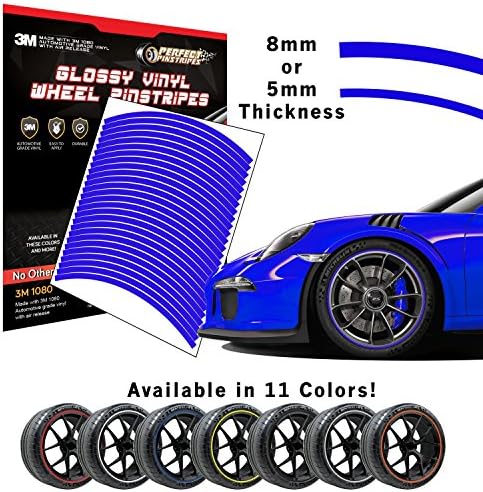 Perfect Pinstripe Gloss Wheel Kit | Pre-Cut 3M 1080 Vinyl Pinstriping | Curved Tape for A (20" Wheel, 8mm Stripe, Gloss Cosmic Blue G377)