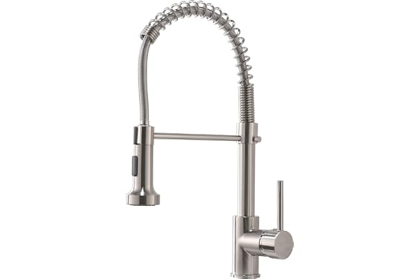 Brushed Nickel Kitchen Faucet, AIMADI Modern Single Handle Stainless Steel Pull Down Kitchen Faucet with Sprayer, Commercial
