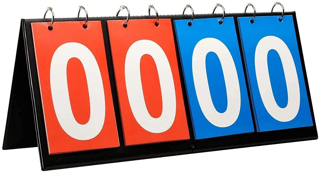 Scoreboard,4 Digit Flip Scoreboards Portable Flip Scoreboard Score Board Numbers for Sports Table Tennis Basketball Volleyball Indoor Outdoor