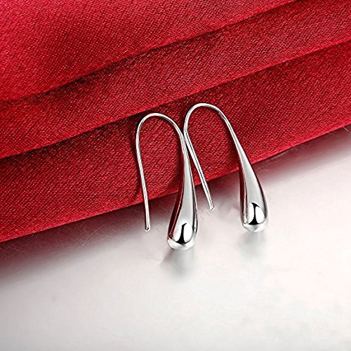 Fashion Classic Sterling Silver Thread Drop Earrings Teardrop Back Earrings (White/1 Pair)