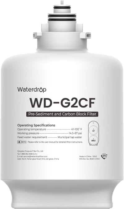 Waterdrop WD-G2CF Filter 12 Month Replacement for WD-G2-B WD-G2-W RO System