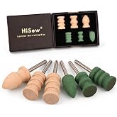 HiSew Leather Burnishing Bits for Rotary Tools -Everday Edge Finishing | For everyday leather edge shaping, sanding, and polishing with 400 grit rubber bits and beech wood burnishers
