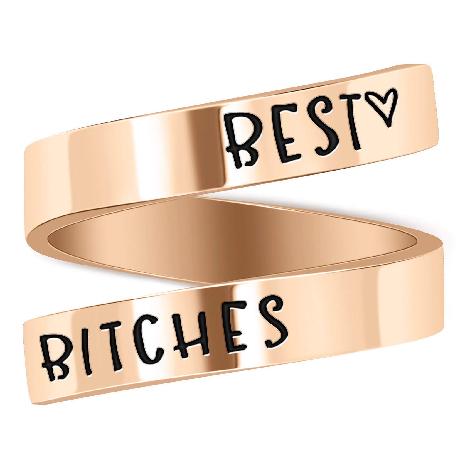 LucBuy Stainless Steel Keep Going Engraved Inspirational Gifts Adjustable Rings Jewelry for Women
