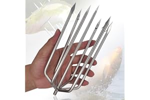 Dutiplus Large Fishing Harpoon 1~11 Prong Barded Stainless Steel Hunting Fish Gig Gaff Fork Hook with 8mm Screw for Catching Big Fish Mole Big Bullfrog