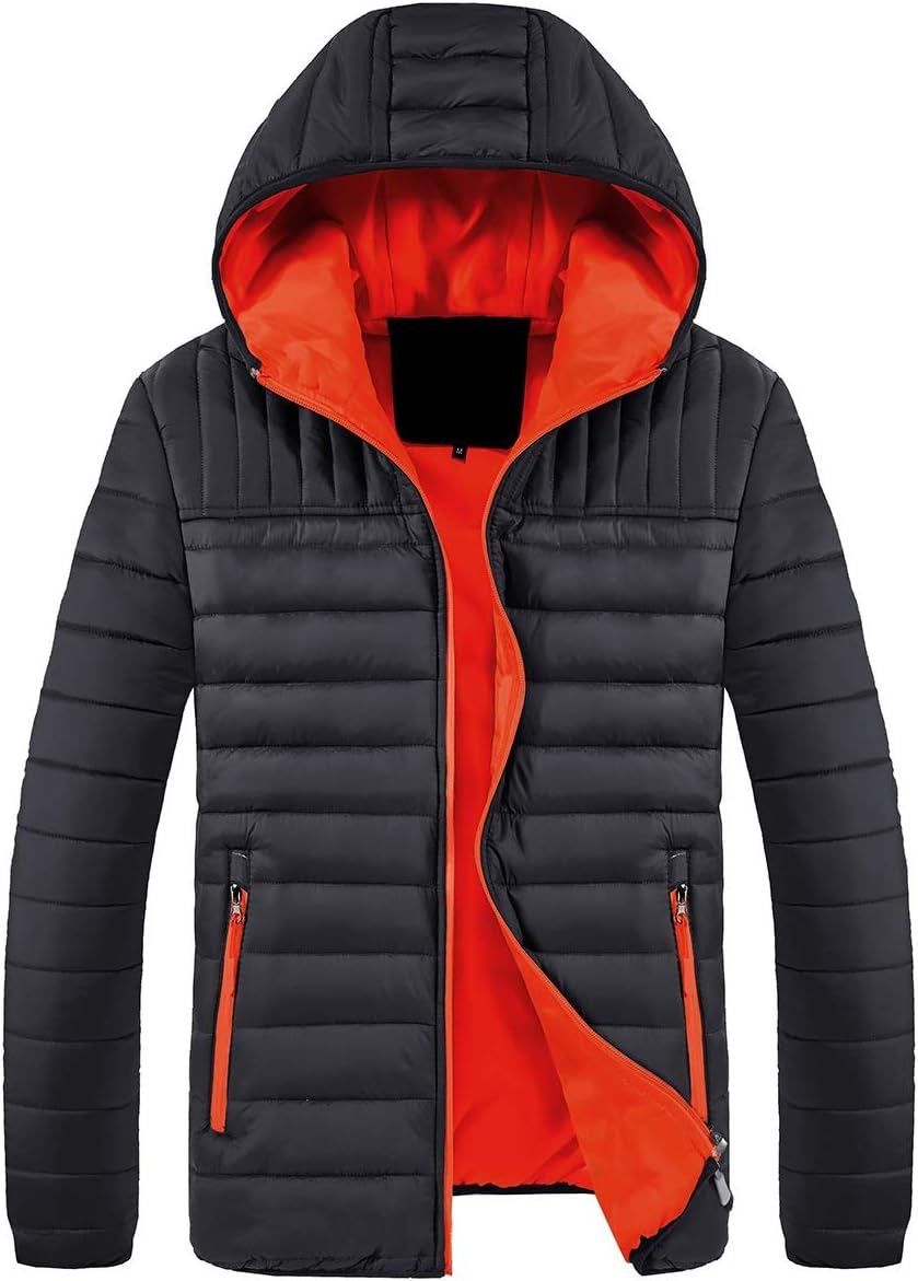 Men's Lightweight Quilted Puffer Jacket with Hooded Outwear Down Coat