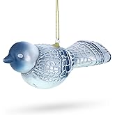 Gray Bird Blown Glass Christmas Ornament