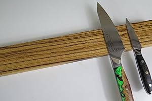 Zebrawood Magnetic Knife Rack- Made In Canada - Zebra wood knife holder, Zebrano magnet strip solid wood custom widths inc mo