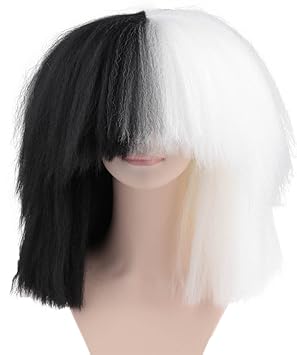Women S Fashion Sia Style Large Black And White Wig Adult
