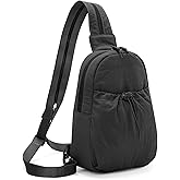 Convertible Backpack Crossbody Small Sling Bag for Women Crossbody Shoulder Chest Daypack with Zipper Strap for Hiking, Black