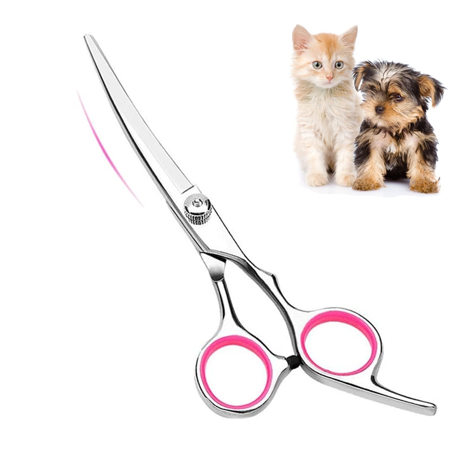 FIBOUND 6" Pet Grooming Scissors, Curved Dog Trimming Tools, Professional Pet Care Kit for Home Use