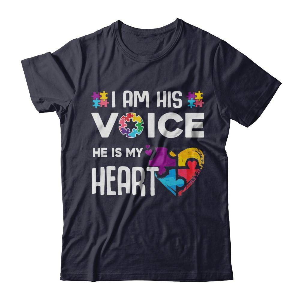 Unisex Autism Awareness I Am His Voice He Is My Heart Autism Mom Shirt Next Level Unisex T