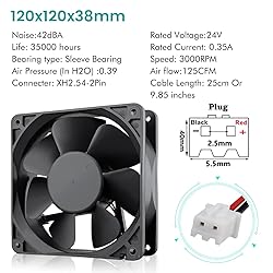 Wathai 120x120x38mm 120mm 24V 2Pin Brushless DC