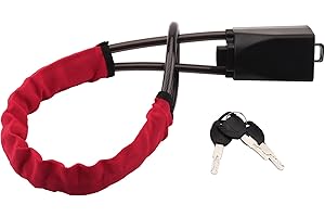 AFNCX Car Steering Wheel Lock, Universal Anti-Theft Device with 3 Keys Security Antitheft Locking, Max 28 Inch Length Fit Most Vehicle, SUV, Golf Cart Security (RED)