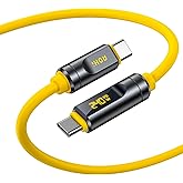 AOHI USB4 2.0 Cable with LED Digital Display 3.3ft, 240W PD3.1 Fast Charging, 80Gbps Data Transfer, Dual 8K Display, The Adonis USB C Cable for MacBook Pro/iPhone 17 Pro Max/Galaxy/SSD/Docking,Yellow