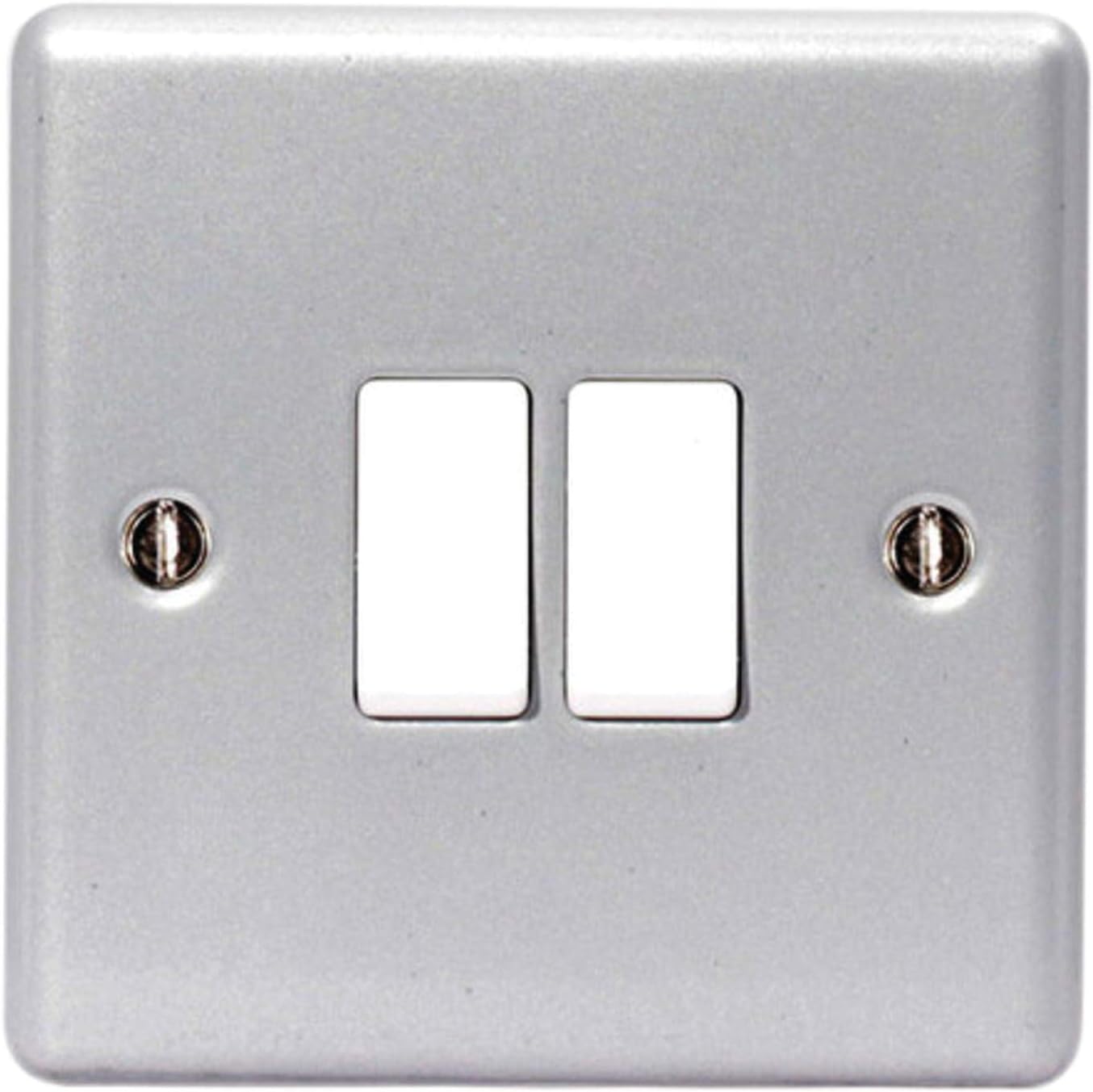 BG Electrical Double Wall Switch with Mounting Box, 2 Way, Scratch Resistant,...