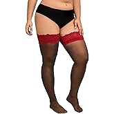 Hellomamma Plus Size Thigh High Stockings: Women Lace Anti-Slip Stay Up Sheer Pantyhose Lingerie Stockings for Sexy Women