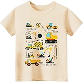 Sineeko Construction Shirt for Toddler Boys Kids Dinosaurs T-Shirt Short Sleeve Car Tractor Truck Excavator Clothes 2-7T