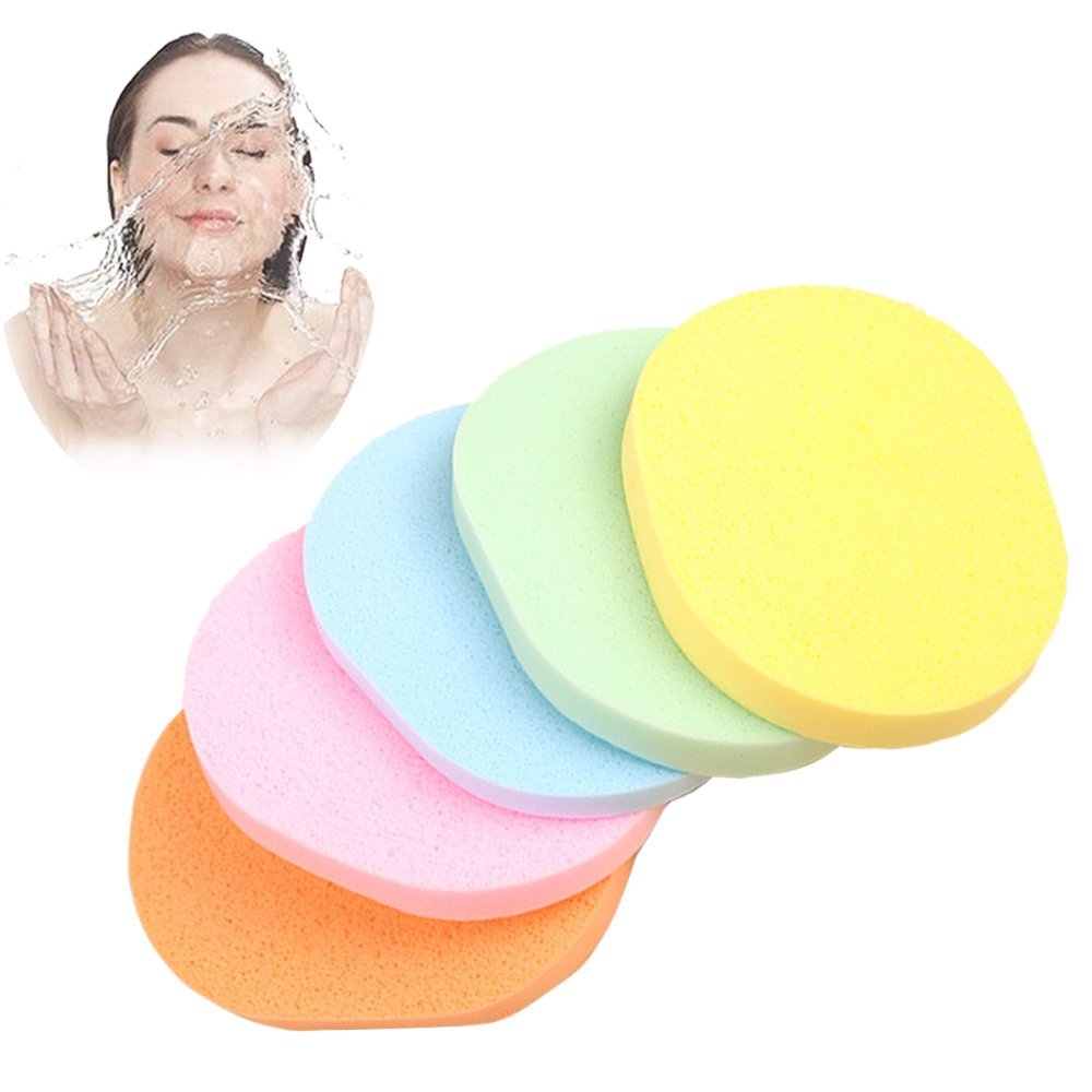 WAQIONG 5PCS Cleansing Sponge Wet Wipes Cleansing Foam Make up Washing Sponge Type Face Washing Puff Flutter Wet and Dry Use