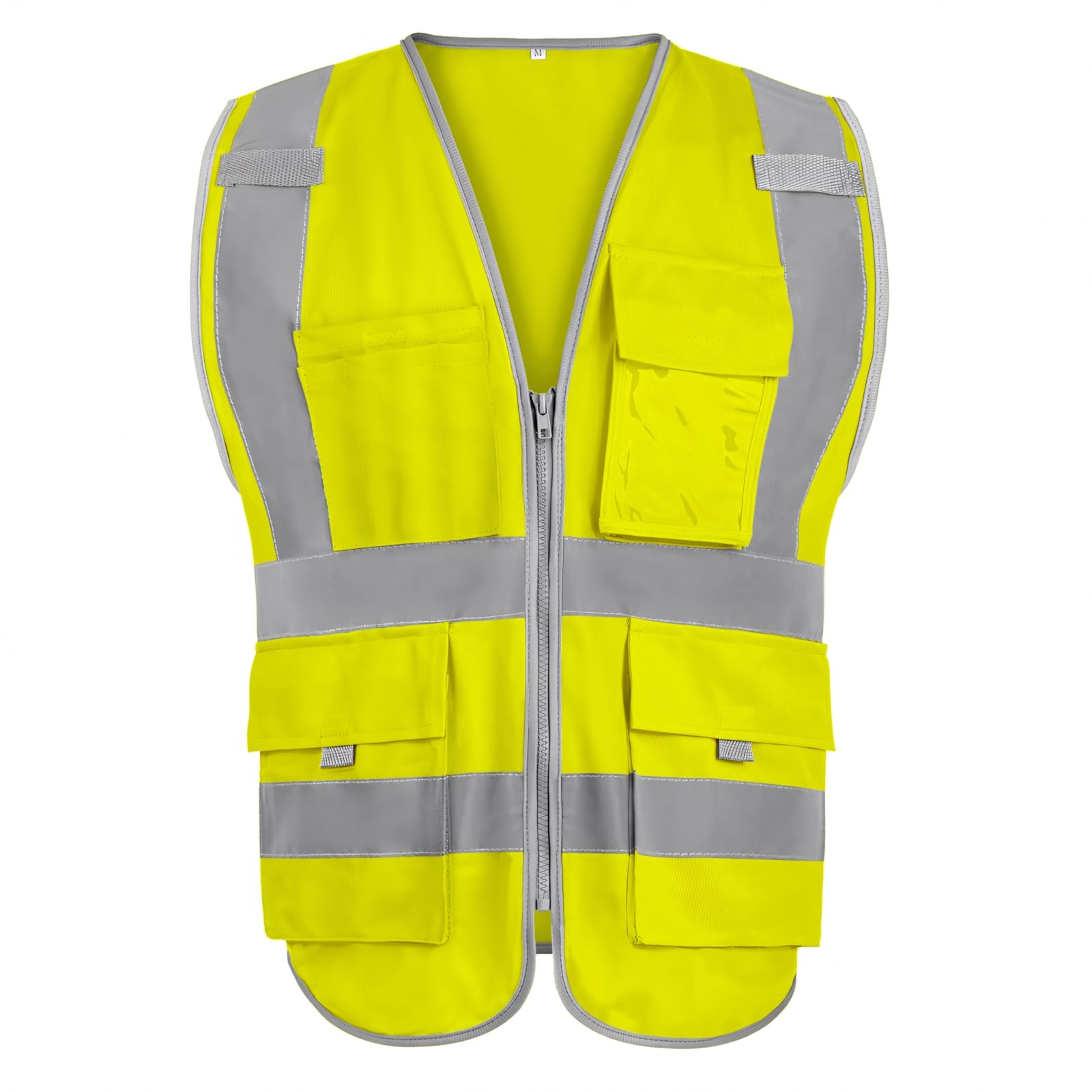 GOGO 9 Pockets High Visibility Zipper Front Safety Vest With Reflective Strips, Meets ANSI Standards