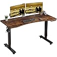 Jceet Mobile Rolling Electric Standing Desk Height Adjustable, 55 x 30 Inches Sit to Stand Desk with Splice Board, Black Frame/Rustic Brown Top