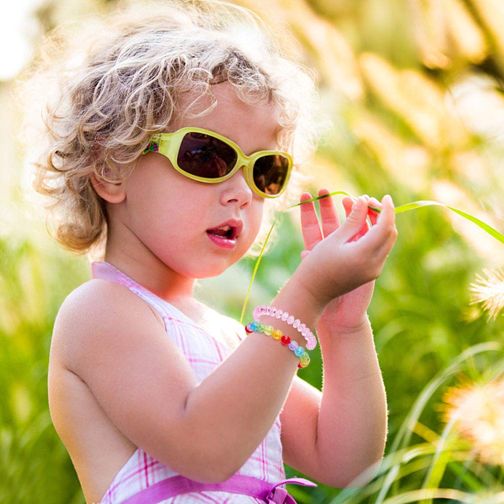 Lorfancy 12 Pcs Girls Beaded Bracelets Rainbow Baby Toddler Cute Friendship Stretchy Costume Jewelry Set