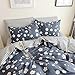 HighBuy Floral Bedding Duvet Cover King Dark Blue Floral Shabby Chic Boho Cotton Floral Comforter Cover King with 2 Pillow Shams Striped Aesthetic Bedding Set King with Zipper Closure