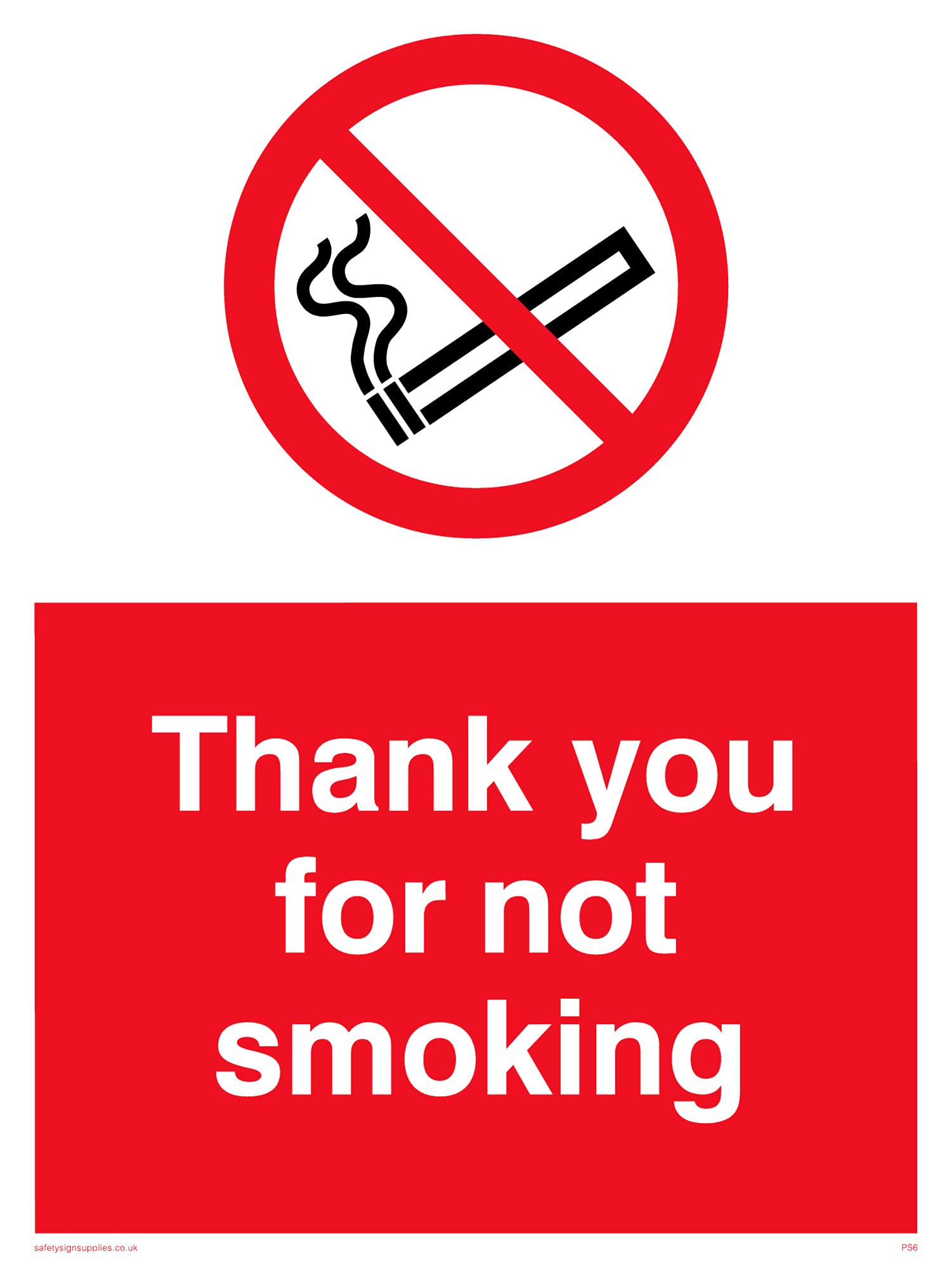 Pack of five - Thank You For Not Smoking Sign - 150x200mm - A5P