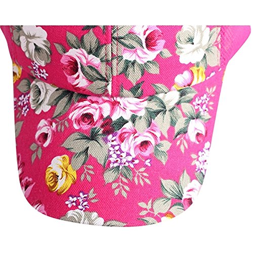 Newest trent Perforated Adjustable Sport Mesh Cap Sun Hat, Flower Floral Print Baseball Cap Golf Hats Tennis Hat for Women girls - Hot Pink - Thumbnail 4