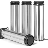 Masendelk Stainless Steel Adjustable Furniture Legs 8 Inch - Silver - 4pcs | Round Furniture Feet Replacement - Metal Legs with Mounting Screws for Cabinet, Sofa, Chair, Coffee Table, Desk, Shelves