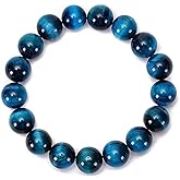 366DAYS 6/8/10/12mm Natural Blue Tiger Eye Bracelet Stress Relief Elastic Gemstone Natural Stone Beads Bracelet for Men Women Stretch Unisex
