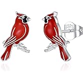 Red Cardinal/Blue Jay Bluebird Stud Earrings 925 Sterling Silver "Our Love Never Dies" Jewelry Gifts for Women Mom