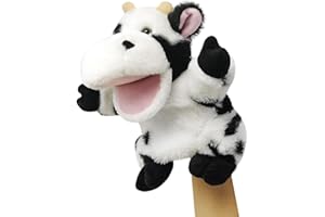okegztoa Hand Puppets Cow Puppet,10" Animal Hand Puppets for Kids，Hand Puppets for Toddlers 1-3 and Kids with Movable Mouth,Cow Stuffed Animal Plush Puppets Toy Gift for Interactive Storytelling(Cow)