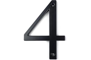 HASWARE House Number Sign 4 inch Modern Door Numbers Signage Plaque Street Home Address Numerals Zinc Alloy (4, Black)