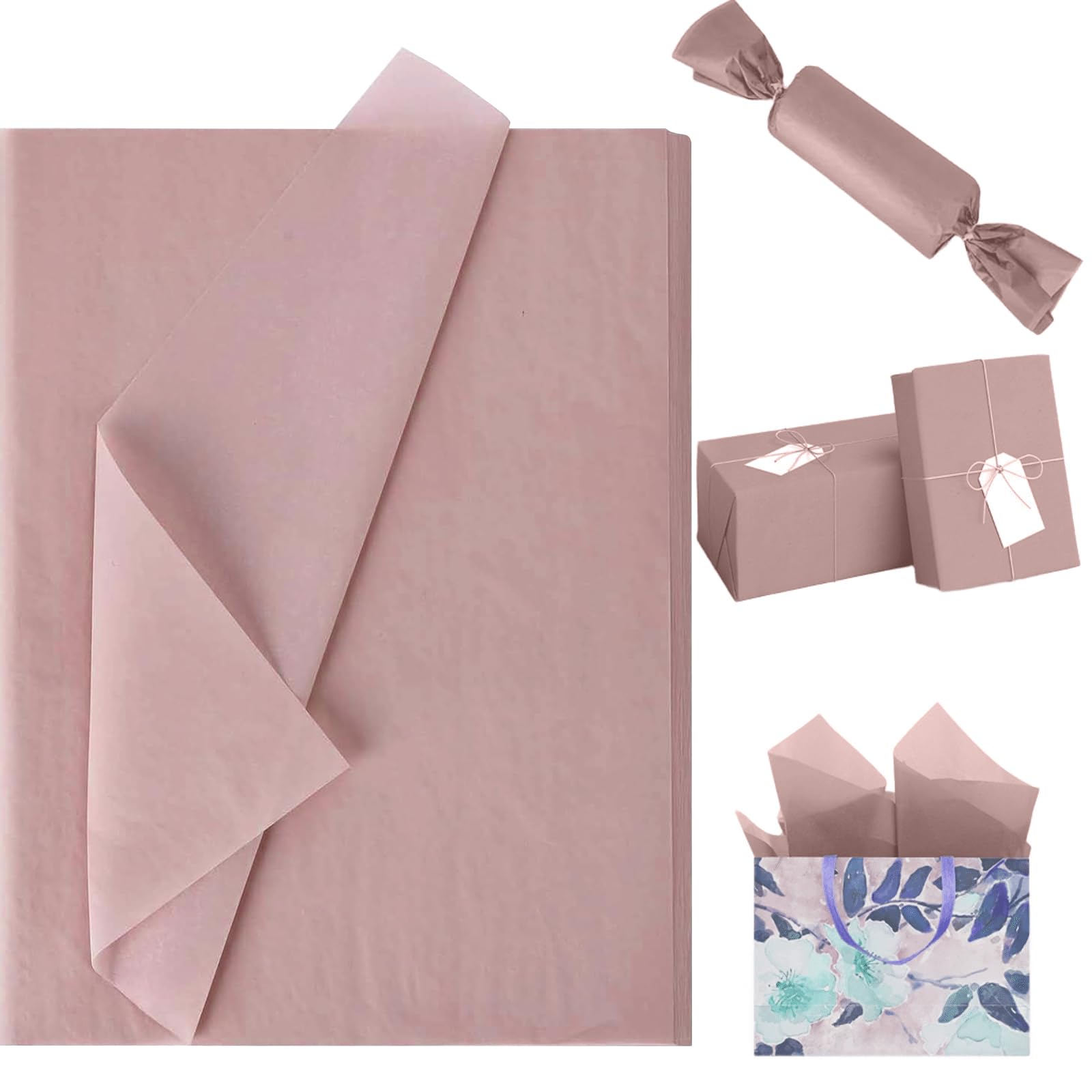 Photo 1 of 120 Sheets Pink Tissue Paper Dusty Pink Gift Wrapping Tissue Paper Bulk DIY Art Craft Tissue for Gift Bags Valentine’s Day Wedding Birthday Baby Shower, 20 X 14’’