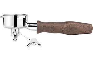 LILQ 54mm Double Spouts 3 Ears Portafilter | Compatible with 54mm Machines | Stable Handle (Walnut, 54mm Breville Double Spouts)