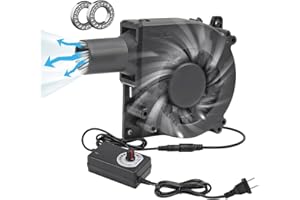 ALMOCN 120mm Blower Fan 12V BBQ Blower Fan with AC Plug 110V 240V BBQ Air Mover with 3 to 12V Speed Controller for Barbecue Camping, Fireplace, Bellows, Wood Stove, 120 x32mm