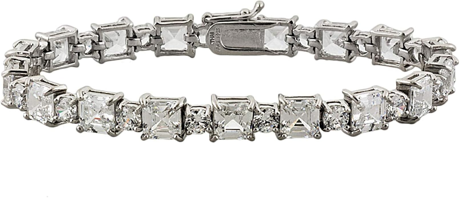JTV Cubic Zirconia Rhodium Over Sterling Silver Bracelet 35