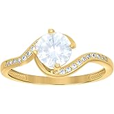 Jewels By Lux 10kt Yellow Gold Womens Cubic-Zirconia Fashion Bridal Anniversary Engagement Wedding Ring