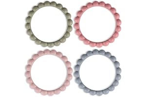NEARBYME Silicone Teether Bracelets and Rings, Soft and Easy to Hold Food Grade Silicone Toys Chewers