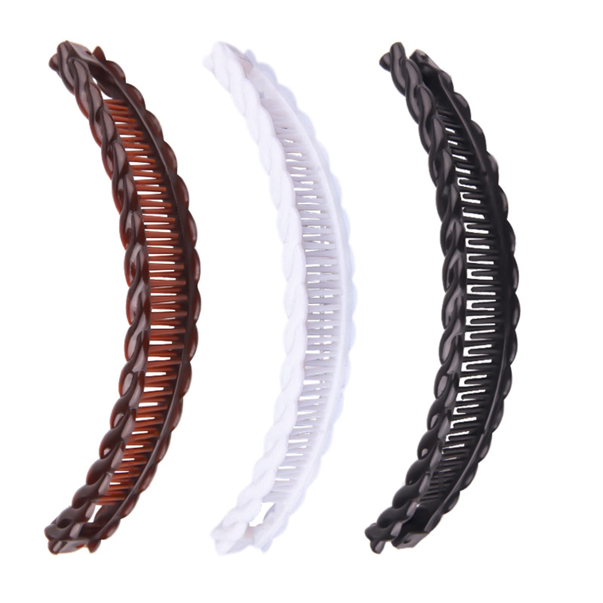 Photo 1 of 1st Choice 3 Pieces Clincher Combs Banana Combs Banana Clip Grip Comb Fishtail Fish Hair Lady Fish Shape Ponytail Banana Clip Girls Long Women Clamp Accessory
