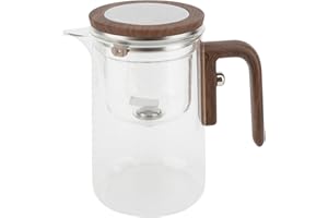Tea Pot, 800ml Water Separation Glass Teapot with Infuser, Wooden Handle, Magnetic Switch, Transparent Tea Pots Glass Teapot 