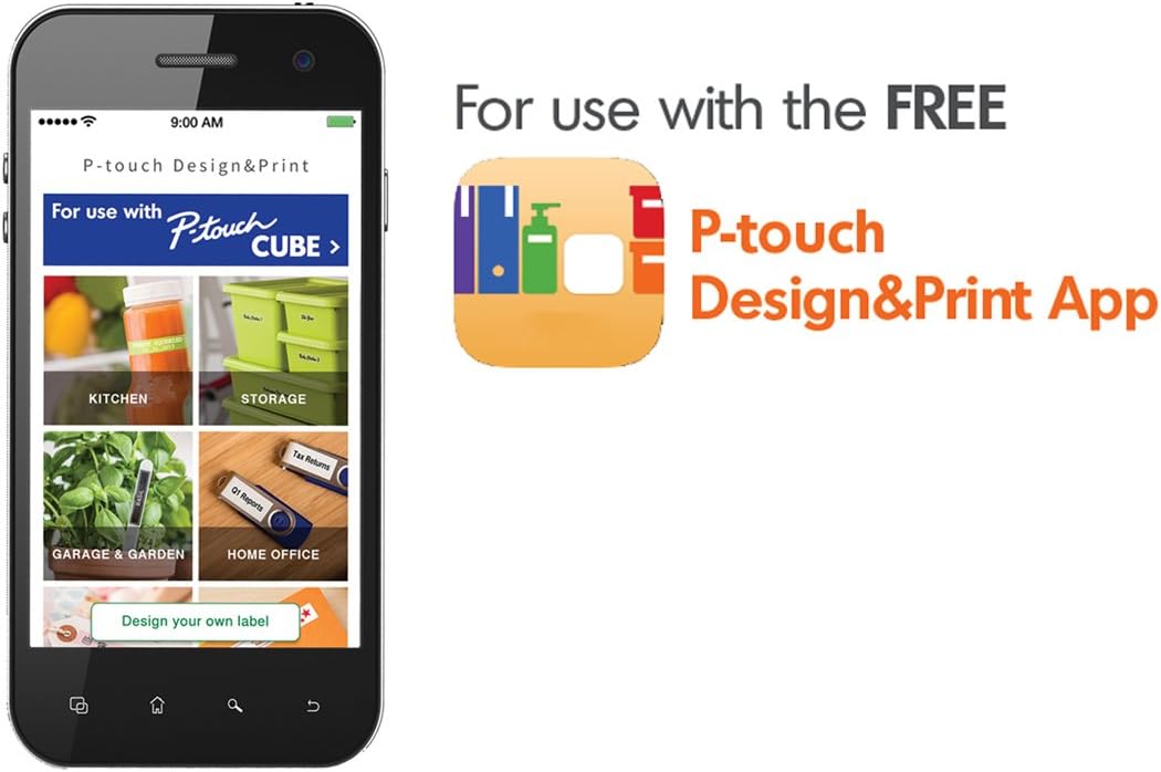 Brother P-Touch Cube Smartphone Label Maker, Bluetooth Wireless Technology, Multiple Templates Available, Apple & Android Compatible - Blue : Office Products