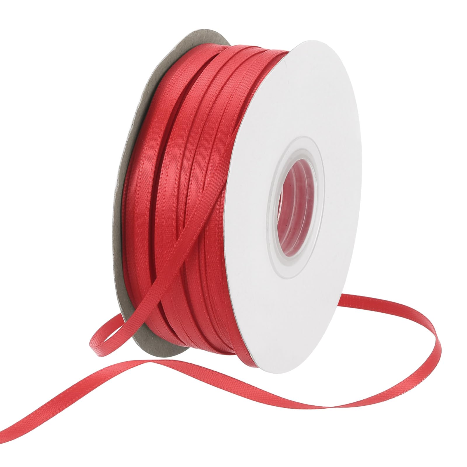 Rebower 3mm Satin Ribbon 91m Thick Double Face Grosgrain Silk Ribbon, [for Gift Wrapping, Hair Bows, Wedding, Cake, Flower] - 100 Yard/300ft/ Red — image 1