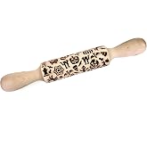 Impress Bakeware - Halloween Embossed Rolling Pin | Beech Wood, Laser-Engraved for Crisp Designs, Use with Dough, Soap, Clay &amp; More, 5.5" Embossed Barrel