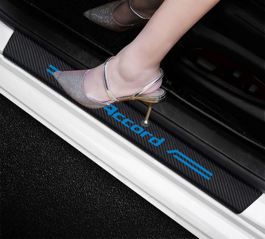 GEERUI for 4PCS Threshold Protection Sticker Reflective Carbon Fiber Sticker Decorative Door Entry Guard Door Threshold Scratch Pad Film for Honda Accord.