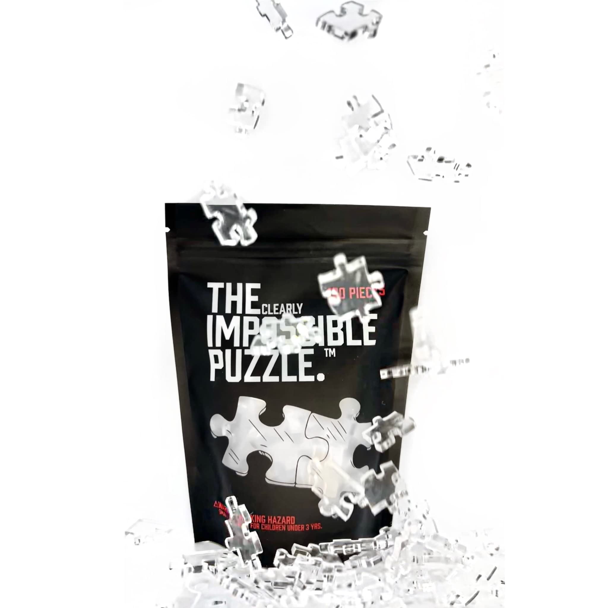 The Clearly Impossible Puzzle ® 100 Pieces - Clear Difficult Jigsaw Puzzle - False Edge Pieces - Clear Hard Puzzle - 100 Piece
