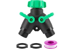Mzcvriru Garden Hose Splitter 2 Way, Heavy Duty, 3/4" Standard, Zinc Alloy & Plastic, Adapter, Separate Control, Non-Leakage Design, Easy Installation